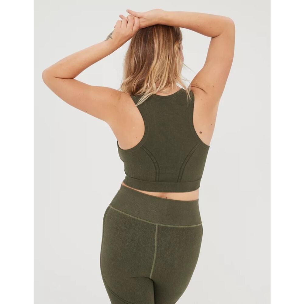 Offline by Aerie | XXL Crew Green Seamless Zip Front Sports Bra Activewear - Picture 2 of 7